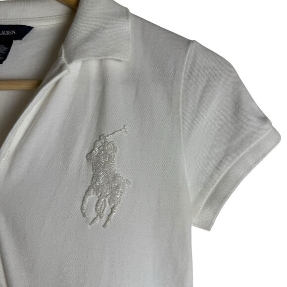Ralph Lauren White Short Sleeve Embroidered Logo Sporty Polo Shirt Mini Dress XL - Picture 4 of 9